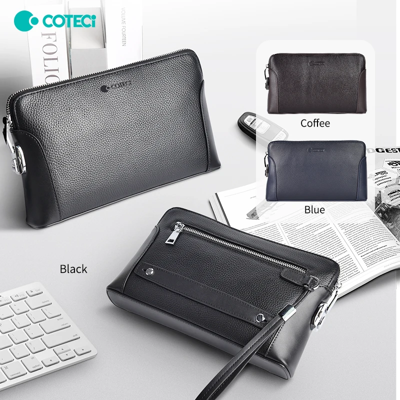 Handbag Men's Genuine Leather Password Unlock Fingerprint Unlock Bag Men's Clutch Bag Anti-theft Clutch Bag Business Clutch Bag