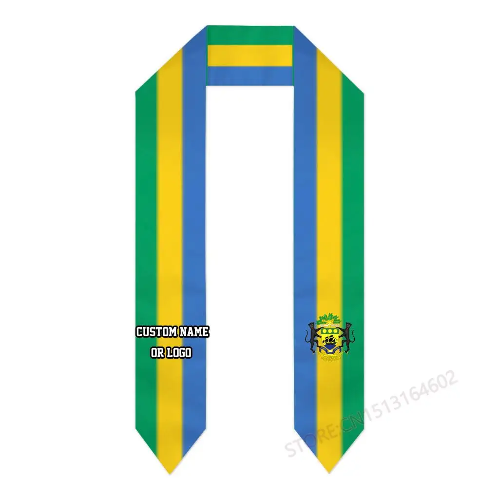 Custom Name Or Logo Gabon Flag Scarf Cool Graduation Stole Sash International Study Abroad Class of 2023 Shawl