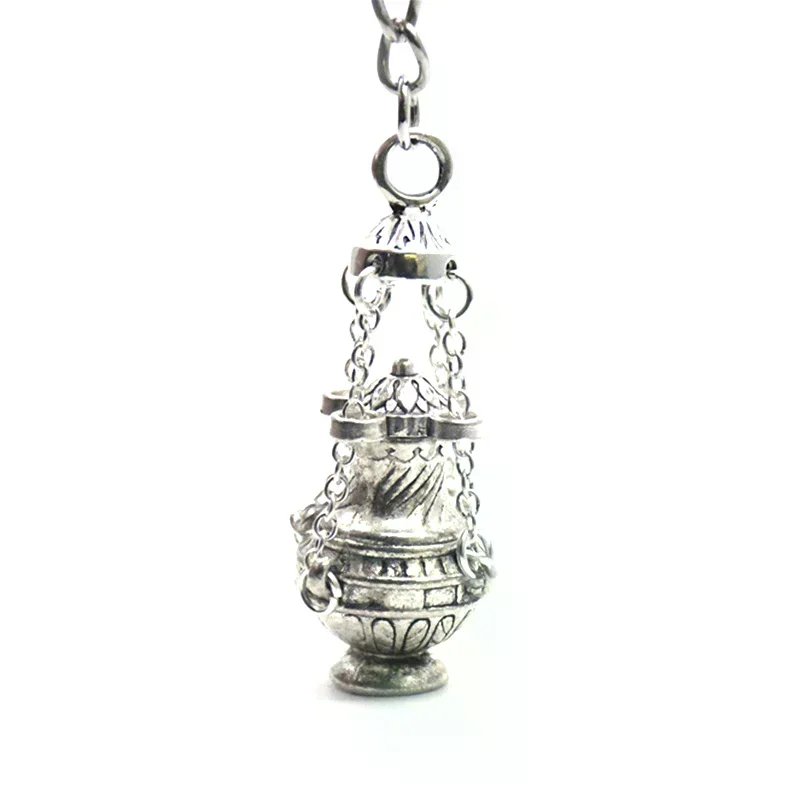 Christian Incense For Burner Keychain Metal Censer Religious For Key Ring Jewelry Bag Car Pendant Keyfob For Home Office