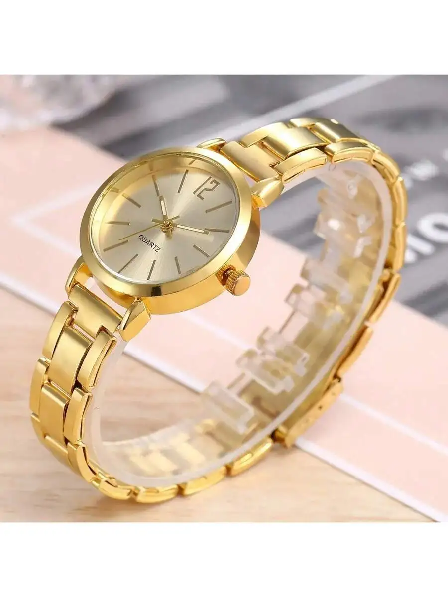 2pcs Luxury Gold Set Women's Watch Ladies Bracelet    Stainless Steel LOVE Bracelet Gifts For Women