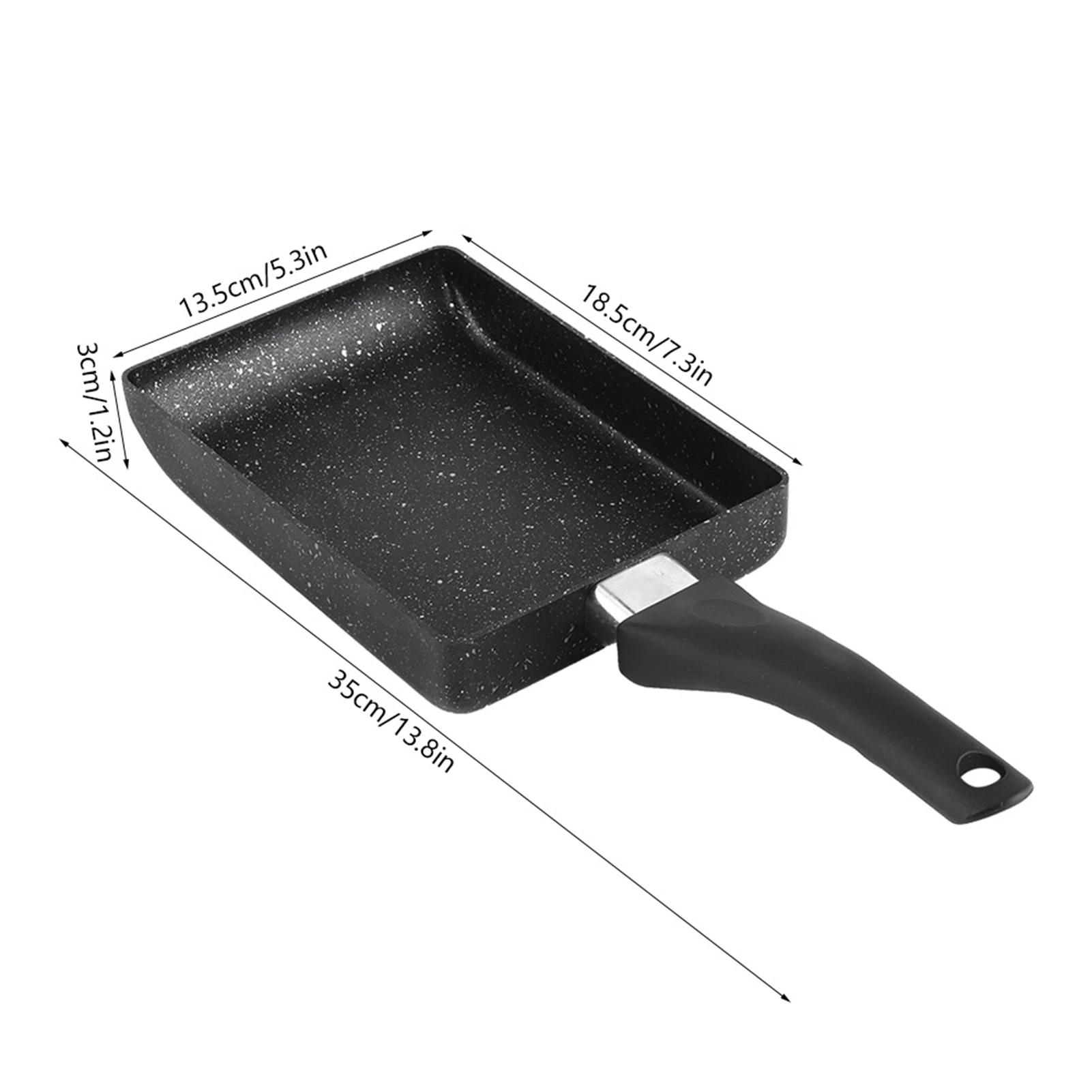 Kitchen Supplies Saucepan Tamagoyaki Saucepan Tamagoyaki Rectangular Non‑Stick Saucepan Plastic Handle Black Omelet Frying Pan