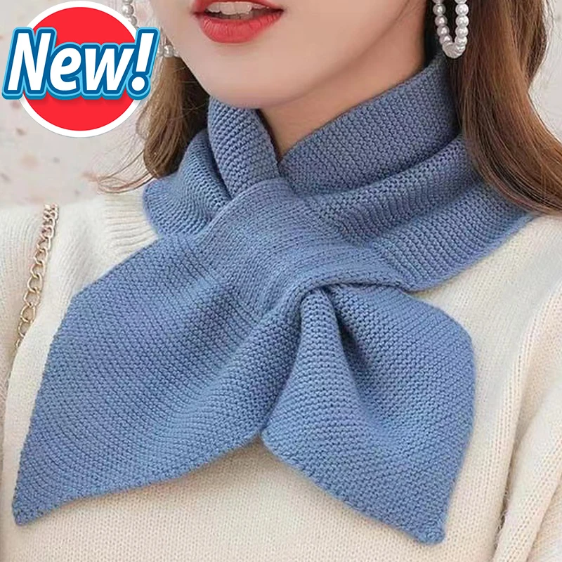 

Cotton knitted Scarf Women Fashion Solid Color Small Neck Scarfs Winter Outdoor Warm Foulard Hand Kerchief Female Bandana Shawl