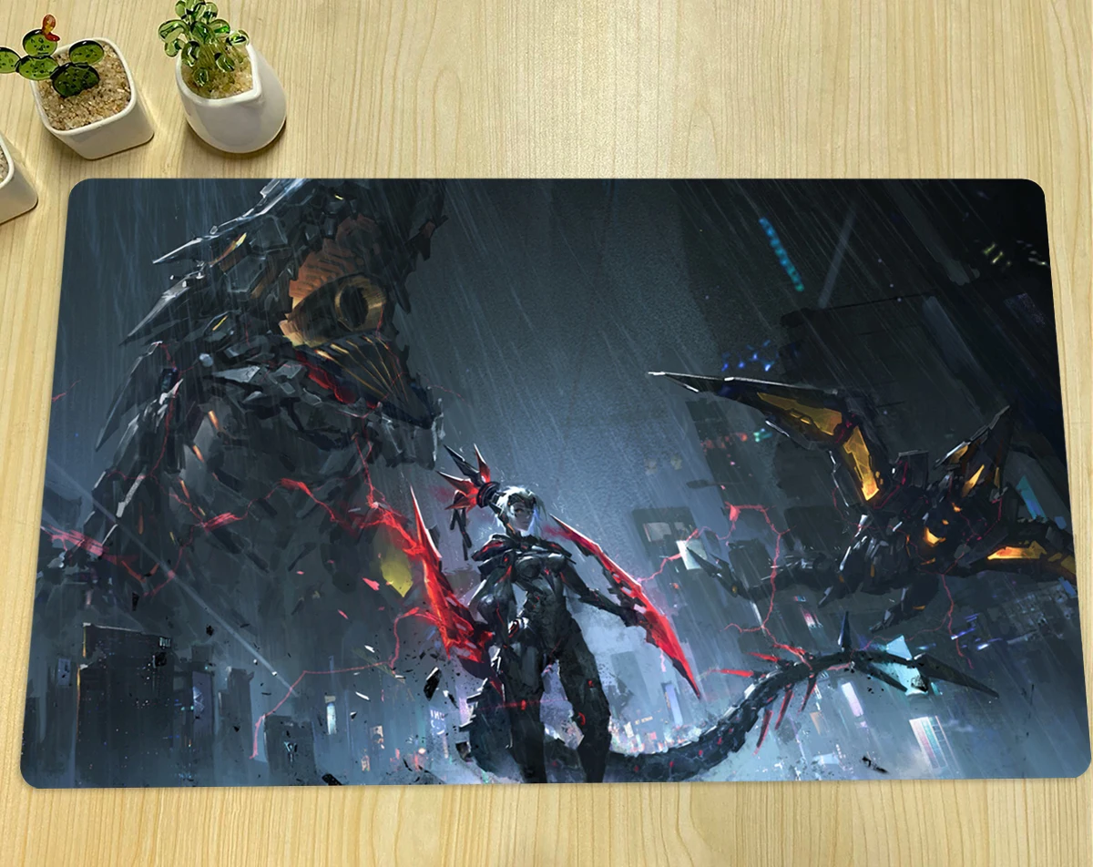 

YuGiOh Dinomorphia Kentregina Playmat TCG CCG Board Game Trading Card Game Mat Custom Anime Mouse Pad Rubber Desk Mat Zones Bag