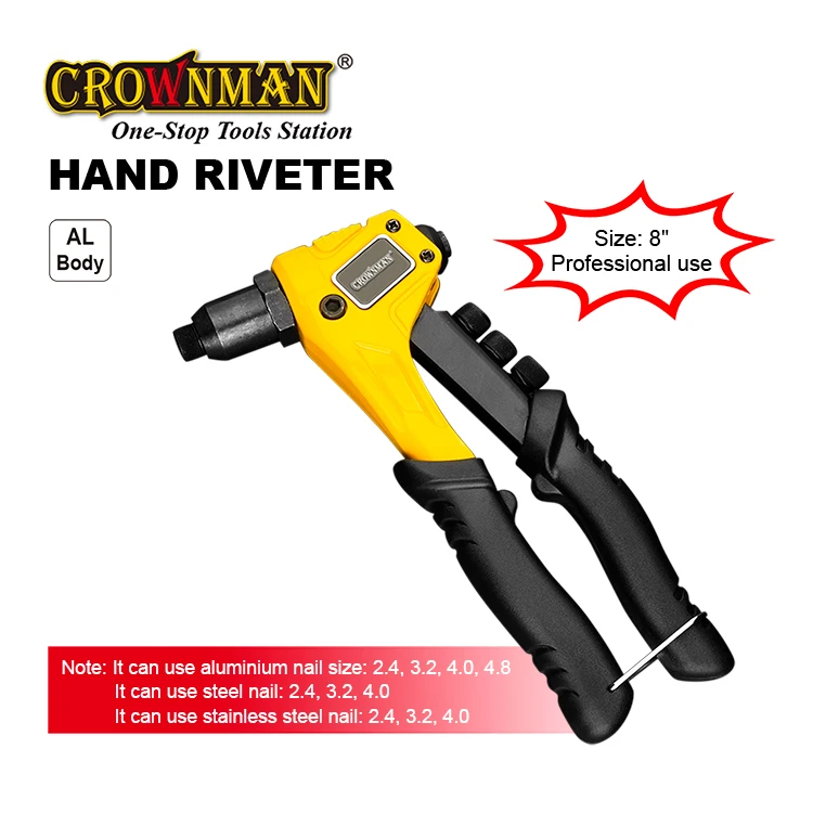 CROWNMAN Masonry & Painting Hand Tools 8" Hand Rivet Manual Aluminium Alloy&Steel Riveter  Hand Rivet Nut