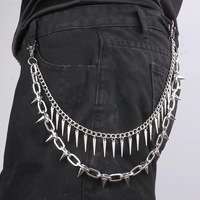 1 piece of hip-hop punk exaggerated style double-layer willow nail alloy pants chain suitable for pairing with party jeans