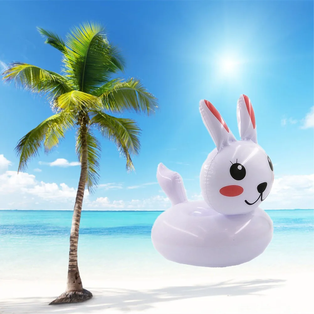 

2Pcs Lightweight PVC Inflatable Rabbit Beer Holder Floating Swim Beer Bottle Tray Mat Easy Inflate Deflate White