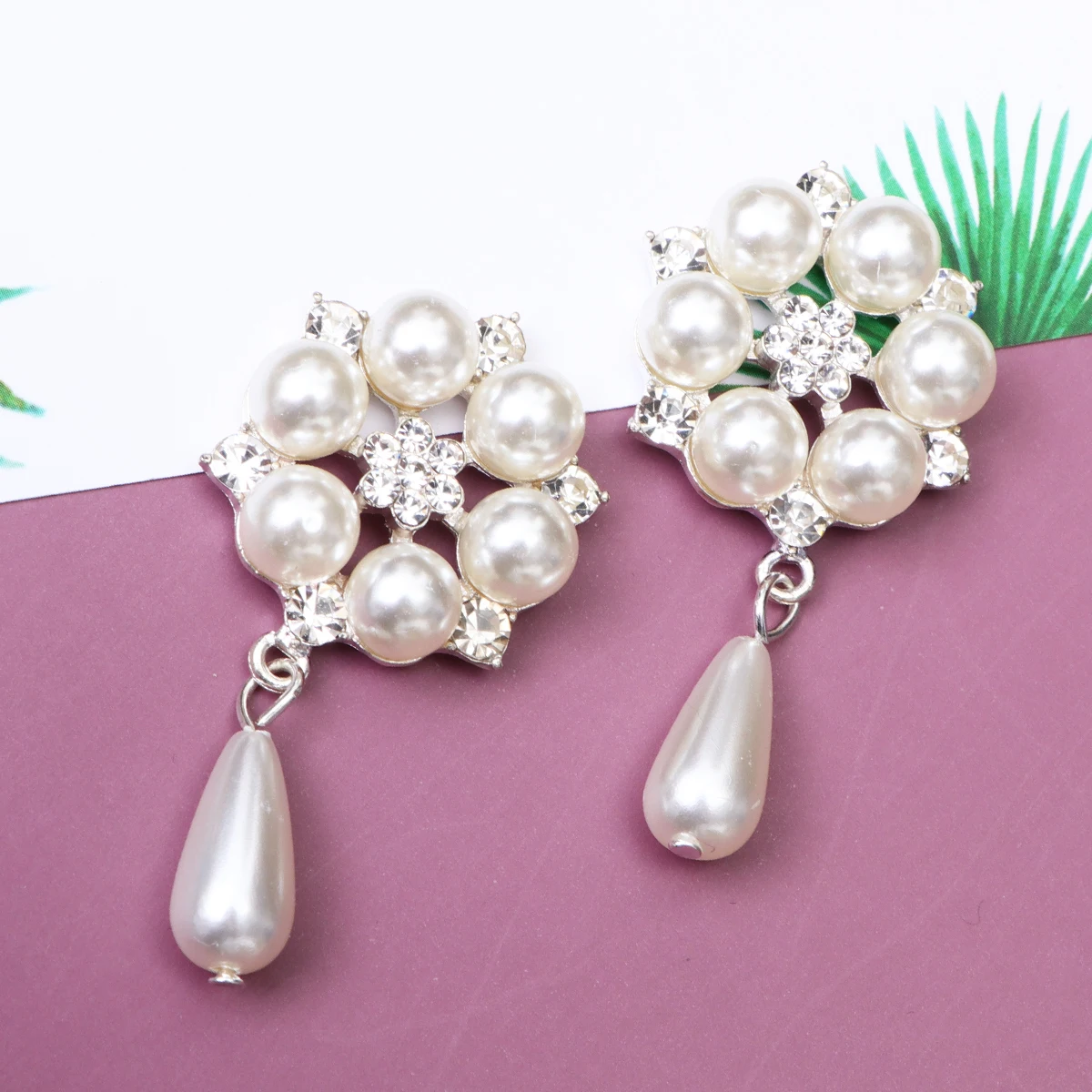 

10pcs Pearl Patch Decor Elegant Alloy Silver Sticker Paste Craft DIY Accessories Jewelry Making Shoe Decorations