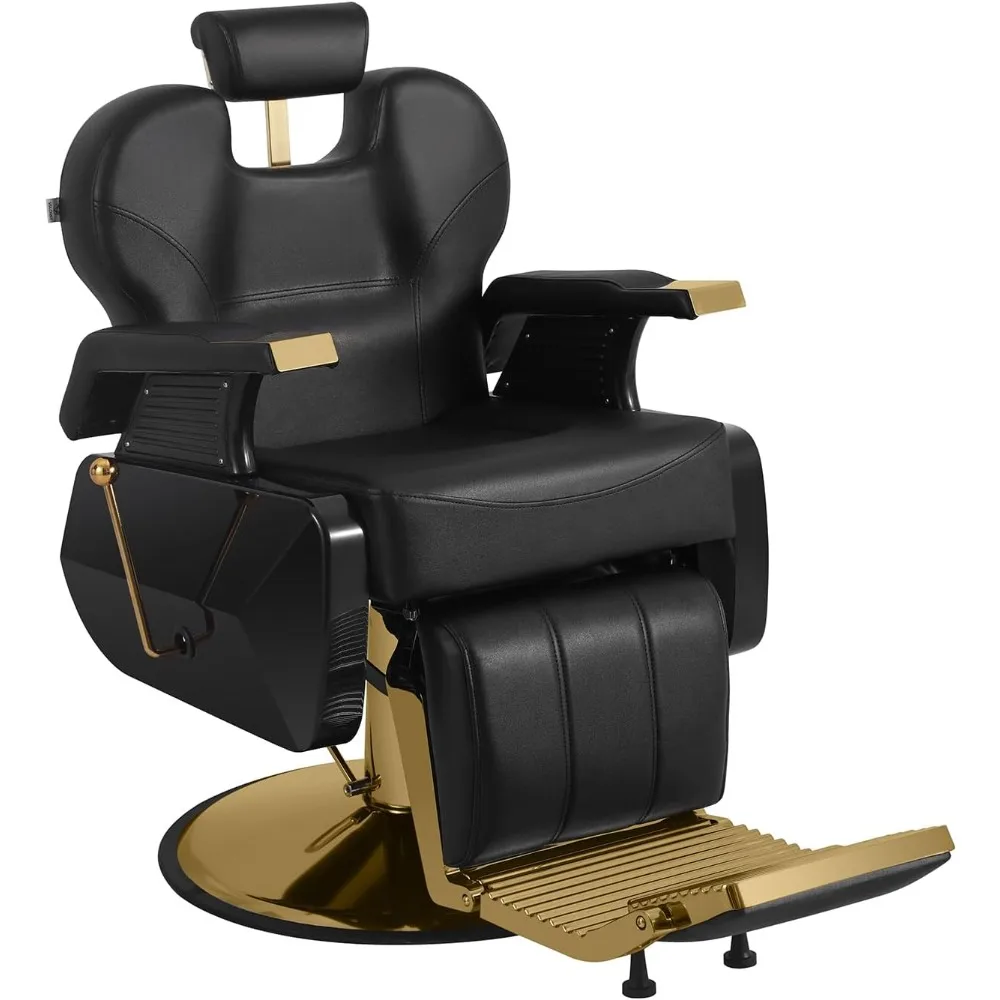 

Barber Chair Hydraulic Heavy-duty Reclining Black Salon Chair, 360 Degree Adjustable Height Hair Chair Equipment