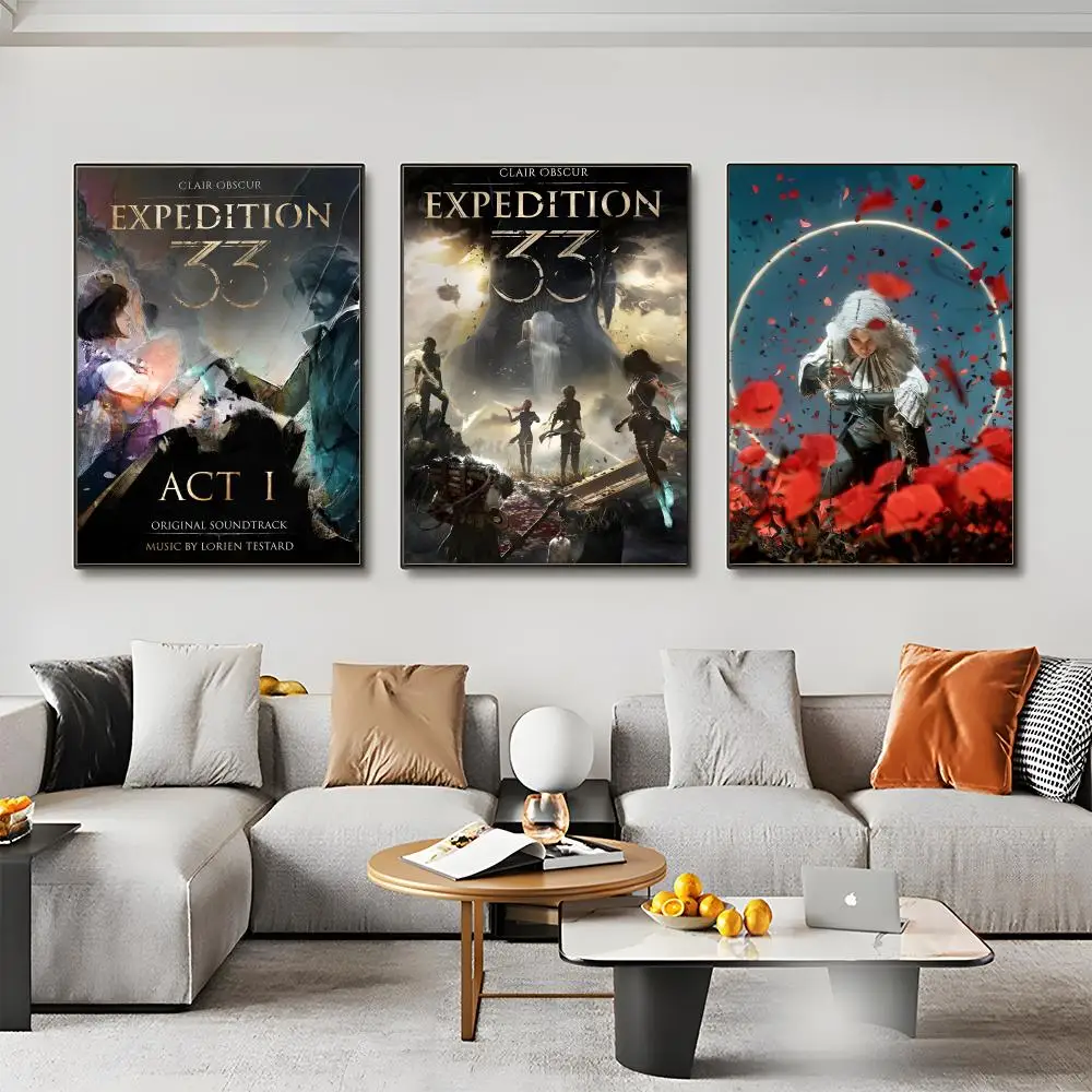 C-Clair Obscur Expedition 33 Poster Room Wall Art Decor Waterproof Stickers For Home Bar Bedroom Decoration