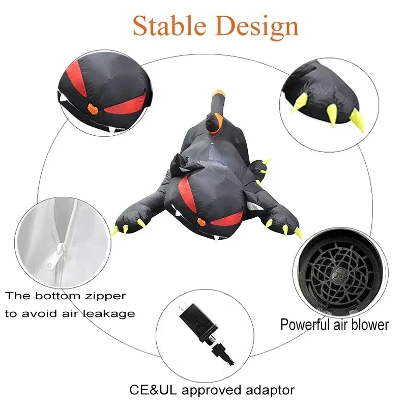 Jouets gonflables de 1.8M, décoration d'halloween, chat noir, secoue la tête, ornement de fête de jardin, LED intégré, cour fantôme, jardin, pelouse intérieure