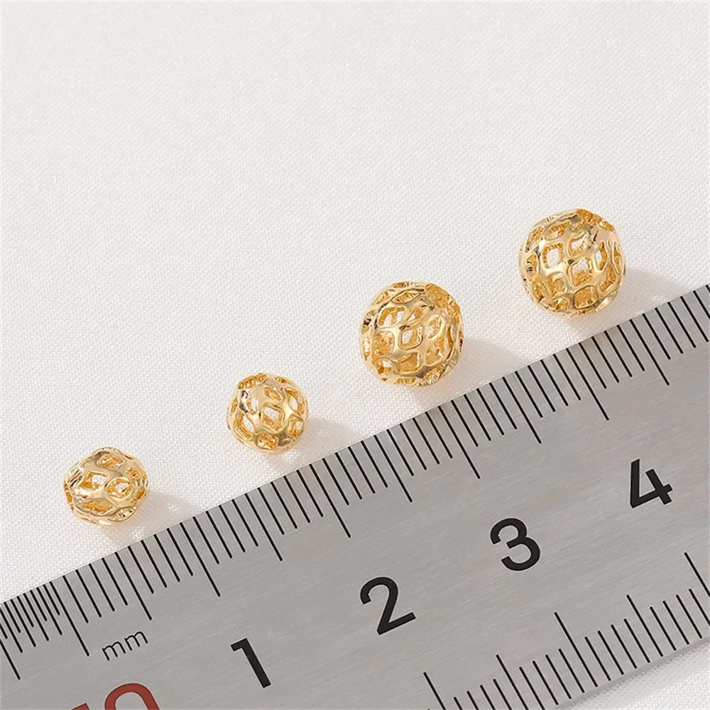 

14K Gold-plated Diamond Hollow Bead Mesh Separated Bead Round Bead DIY Handmade Bracelet Necklace Loose Bead Accessory
