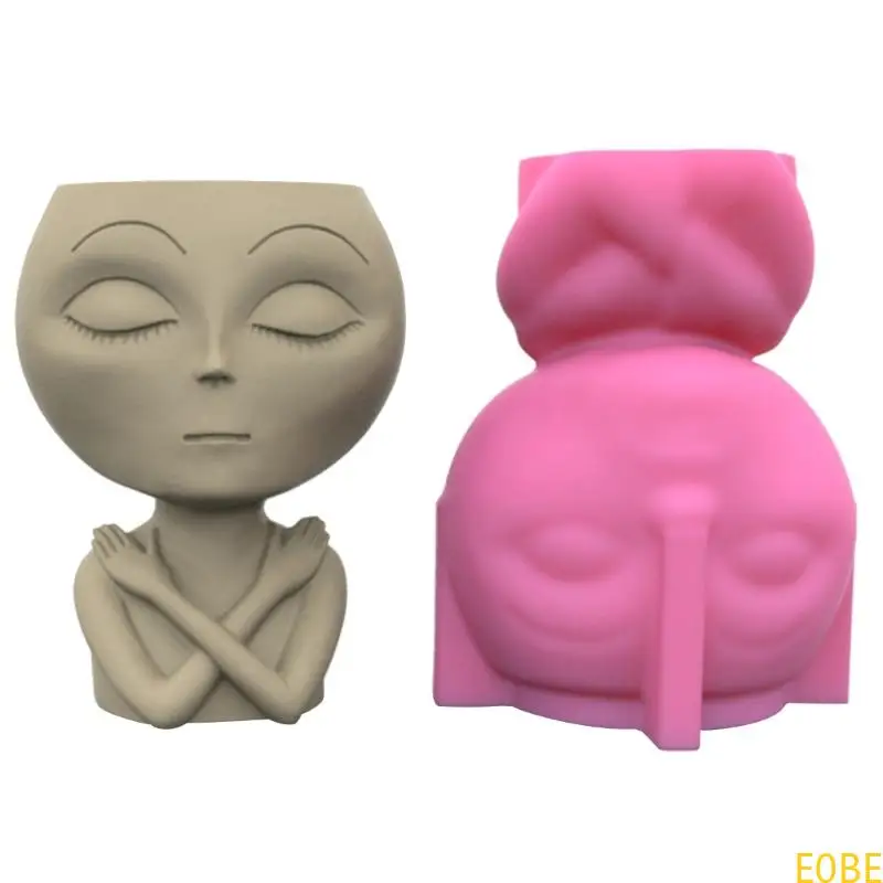 

E0BE Alien Gypsum Silicone Mold Diy Succulents Concrete Flower Pot Vase Plaster Cement Mold Clay Mold Holder Mold