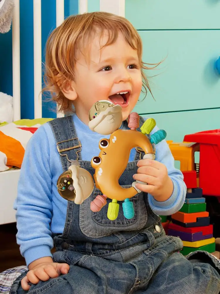 조기 개발 게 딸랑이 장난감 감각 치아 발달 장난감 쉬운 그립 손잡이 장난감 조기 교육 장난감 치발기 딸랑이 아기 장난감