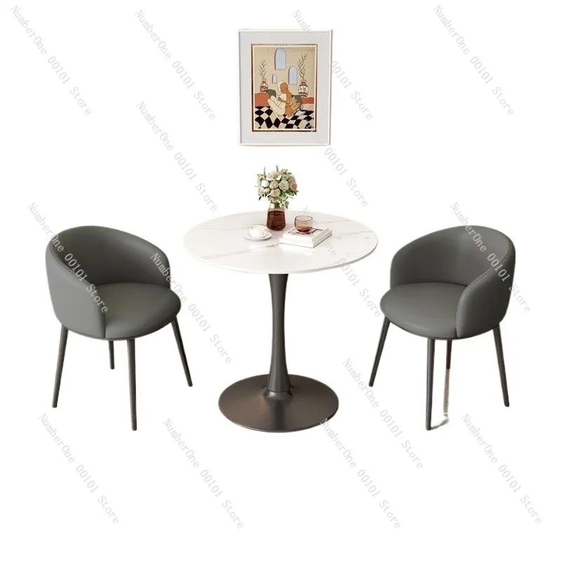 Ensemble table et chaises rondes nordiques, table à manger en roche, table de loisirs pour balcon, table de réception et de négociation pour bureau, maison moderne