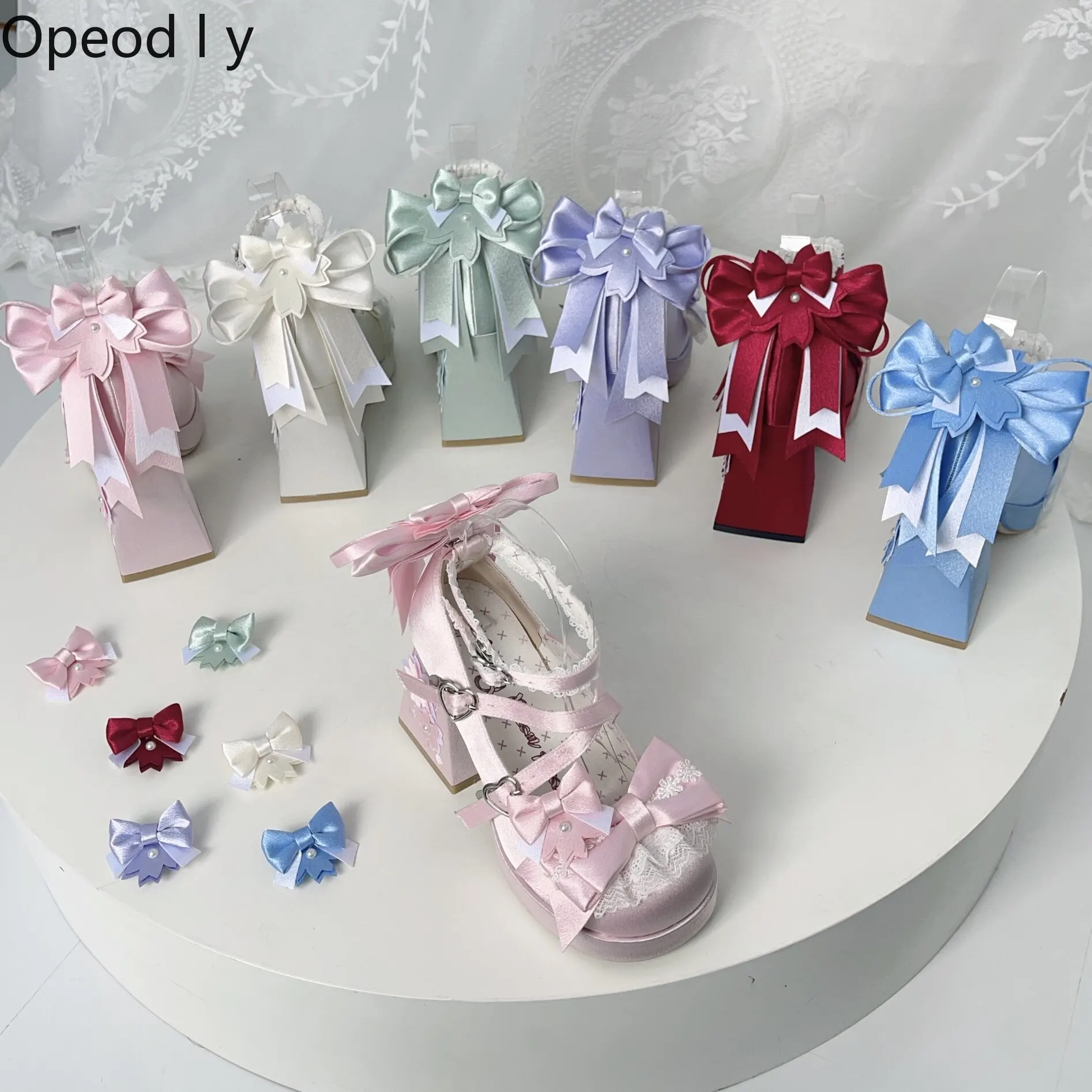 

Original Lo Shoes Round Head Bow Sweet Cute Platform High Heels Women's Shoes Spring Princess Elegant Mary Jane Women's Shoes
