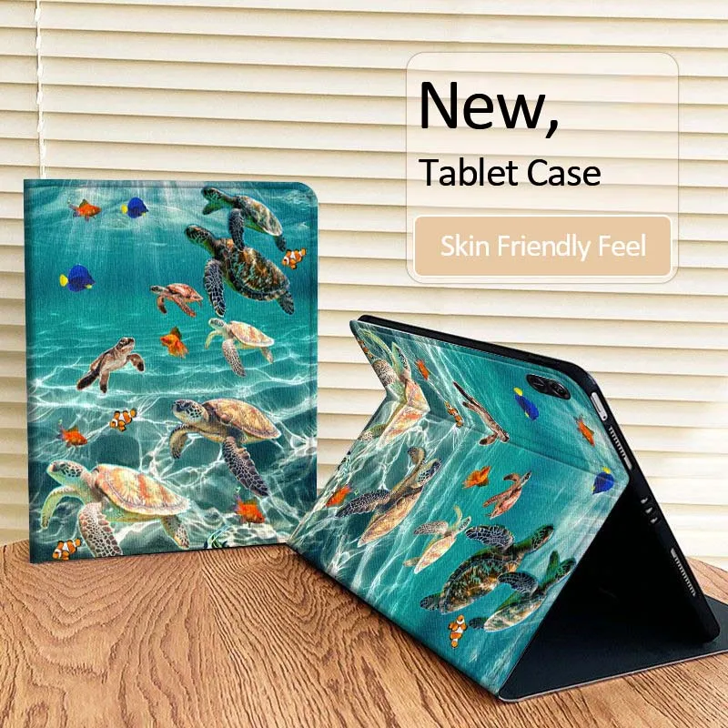 

Blue Turtle Flower Pattern Tablet Case For Huawei MatePad Pro Air 12 X Honor Pad 8 V8 9 13 GT GT2 3 12.6 13.3 Inch