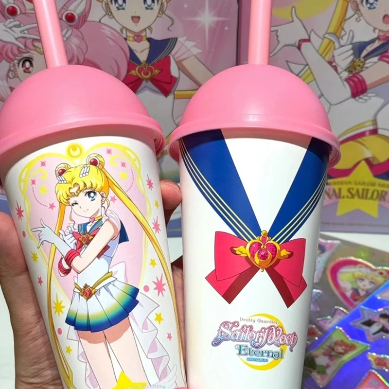 Sailor Moon Co Branding-taza de agua que cambia de Color, figuras de Anime de gran capacidad, modelo Tsukino Usagi Chibiusa, regalo para novia