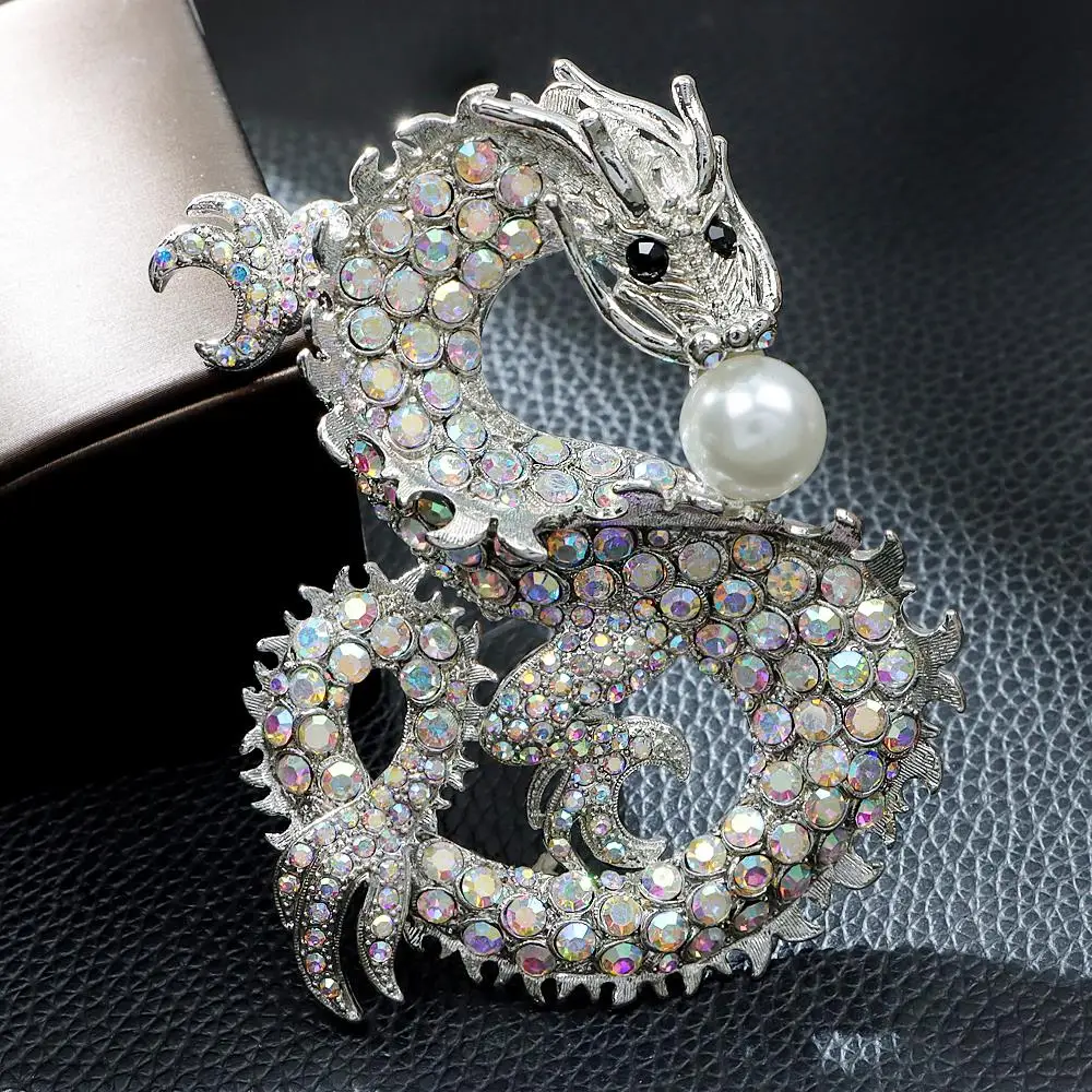 CINDY XIANG 3.5inch*2.7inch Very Large Size Chinese Dragon Brooch Chun Jie Jewelry Spring Festivel Accessories High Quality