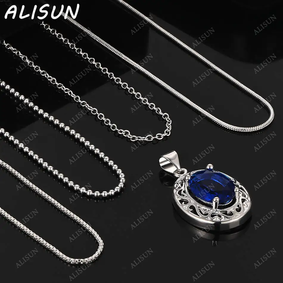 

ALISUN 40-75cm 925 Sterling Silver Blue Zircon Pendant Necklace For Women Men Creativity Street All-match Party And Daily Wear
