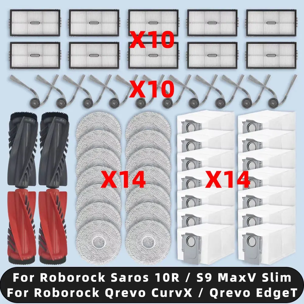 Compatible For ( Roborock Saros 10R / S9 MaxV Slim / Qrevo CurvX / Qrevo EdgeT / Qrevo Curv 2 Pro ) Parts Brush Filter Mop Bag