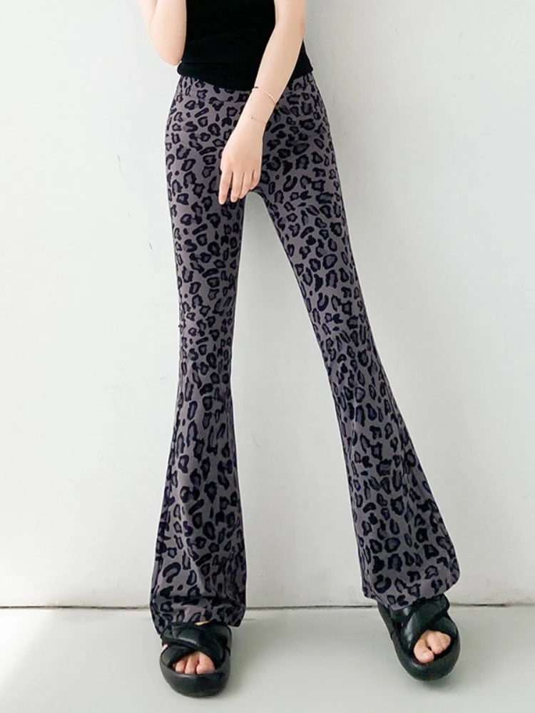 Women's Knit Sexy Elegant Leopard Leggings High Waist Abdominal Contraction Hip Lifting Pant Fashion Yoga Pants Female Clothing