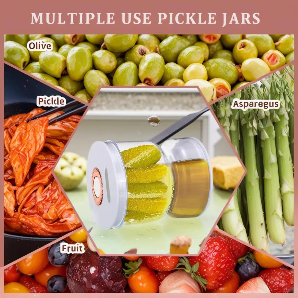 Pickle Container With Strainer Pickle Olive Hourglass Jar Pickle Juice Separator Pickle Jars for Airtight Food Storage