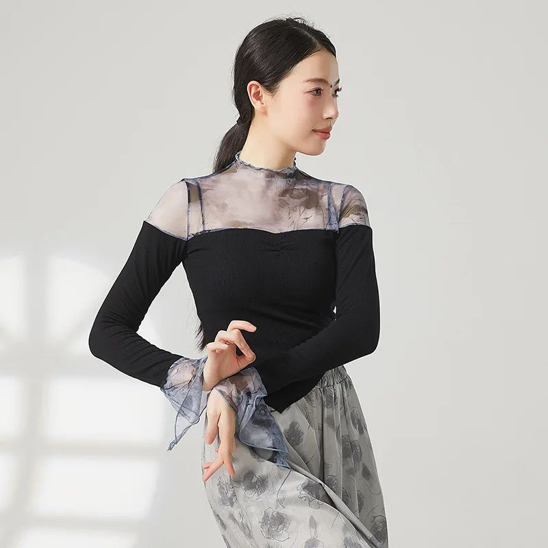 

Modern dance practice clothes, classical dance body rhyme performance, women's long-sleeved splicing tops, new models