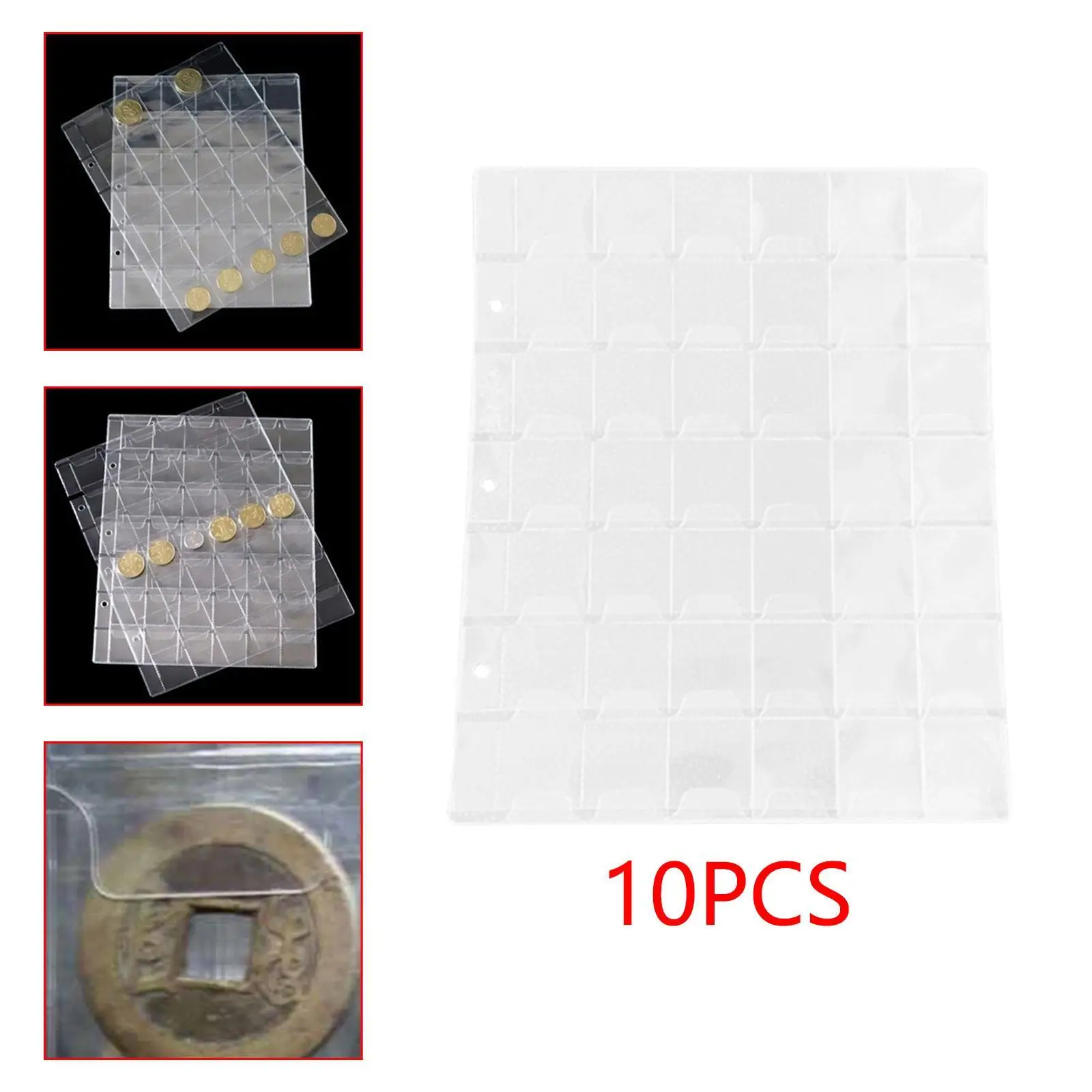 Coin Sheet Storage Binder Pages 42 Pockets Clear PVC Coin Holders Collection Book Album for Collectors