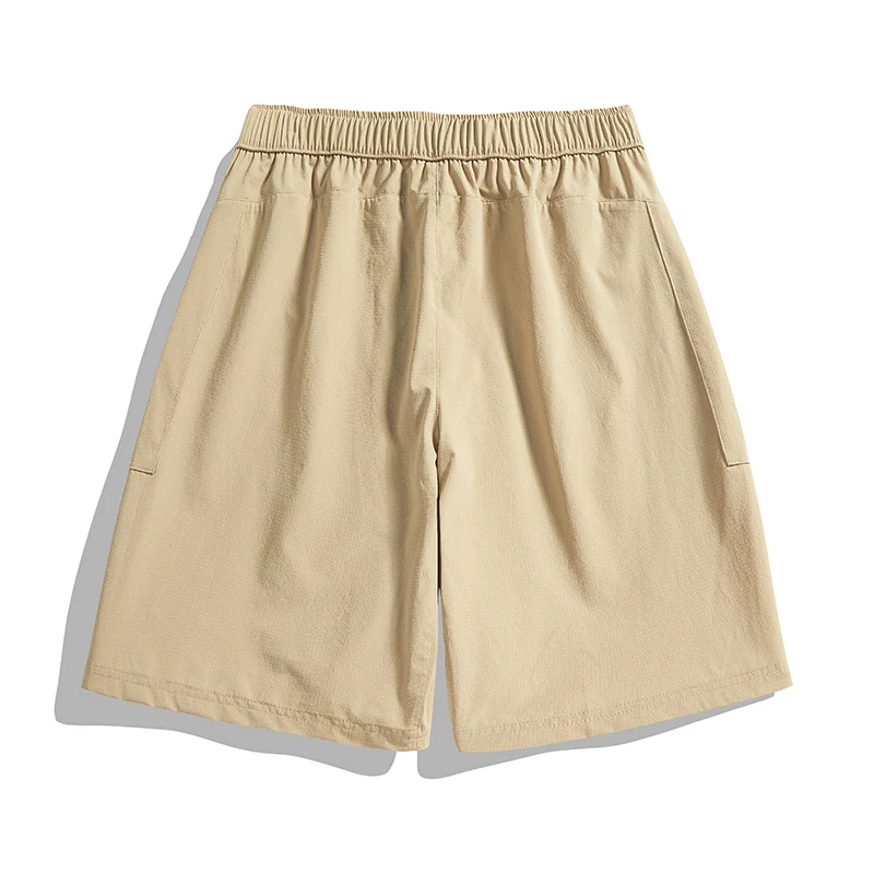 New Summer Men'S Outdoor 5-Point Trousers Teenagers Quick Drying Antibacterial Large Pocket Loose Hiking Running Sports Pants