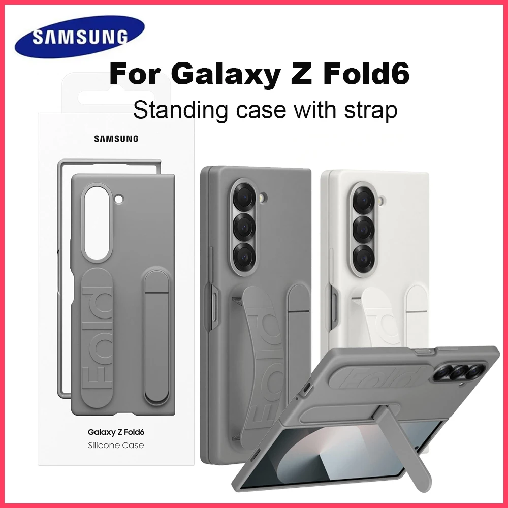 Original For SAMSUNG Galaxy Z Fold6 Silicone Phone Case Protective Cover with Stand Secure Grip Silicone Case EF-MF956