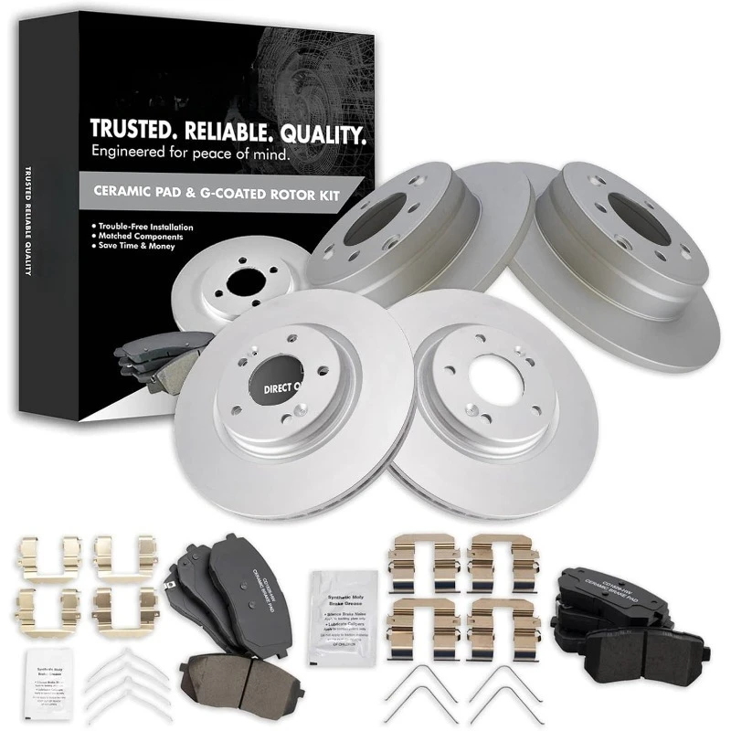 

Front and Rear Brake Pad & Rotor Kit Brake Pads Brake Rotor Ceramic Premium G-Coated Compatible with 2016-2019 Hyundai Sonat