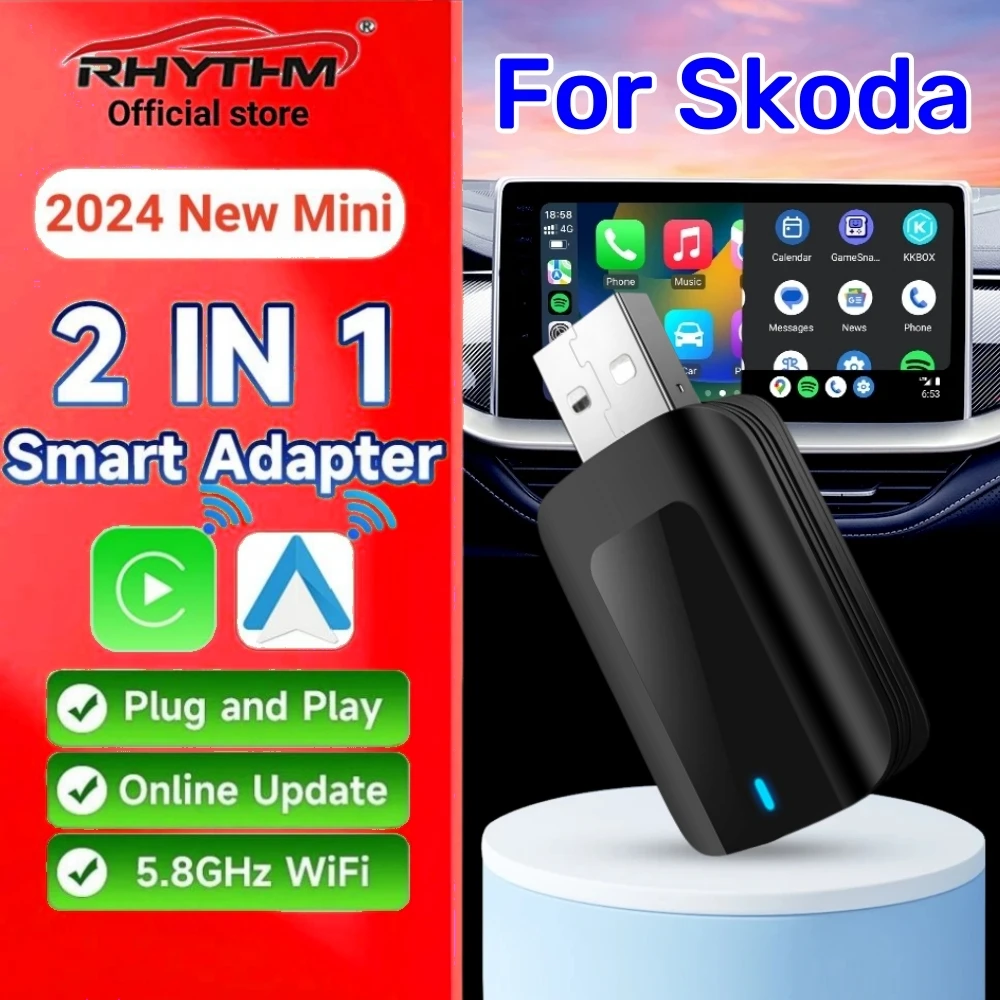 Wireless Adapter CarPlay Android Auto 2in1 Smart Dongle Play&Plug For For Skoda Octavia kodiaq superb karoq Fabia Scala Enyaq