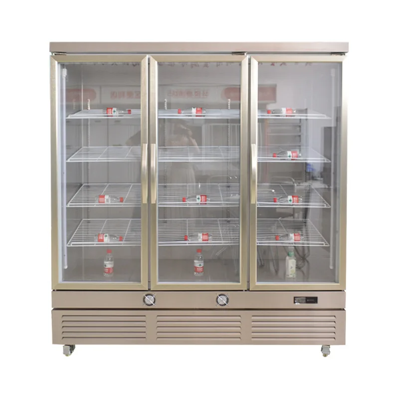 

Fresh-keeping cabinet convenience store vegetable and fruit vertical freezer, commercial three-door refrigerator