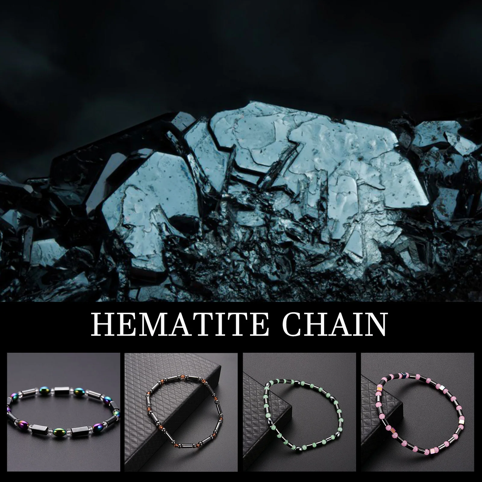 

4Pcs Hematite Anklet Acrylic Beads Inlaid Foot Chain Durable Lightweight Jewelry for Women Men Ankle Chain Anklet