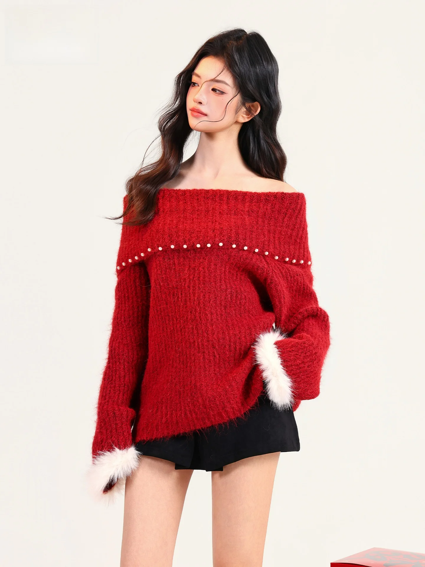 

Sexy Knitted One Shoulder Slim Fit Top Women's New Year Fashion Casual Style Long Sleeve Regular Length Color Design