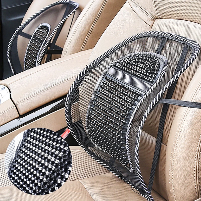 New【Car Seat Chair Back Cushion Ventilated Mesh Lumbar Back Brace Office Home Massage Back Cushion】