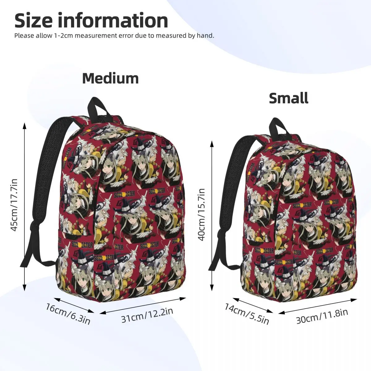 Soul Eater Anime Backpack Daypack Large Capacity Kids BookBag School Bag Shoulder Bags for Boys Girls