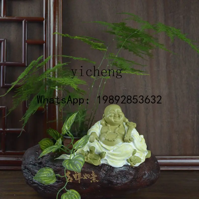 decorative ornament Maitreya Buddha living room Bogu frame tea table flower arrangement plant bonsai safety
