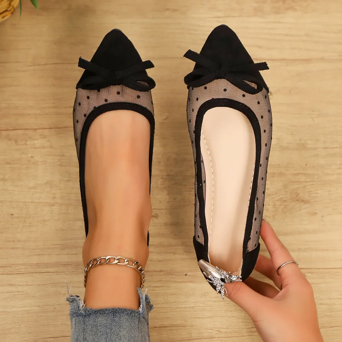 Shoes for Woman Casual Slip-On Shoes Spring Autumn New Korean Fairy Style Butterfly Knot Low Cut Flat Bottom Leisure Shoes