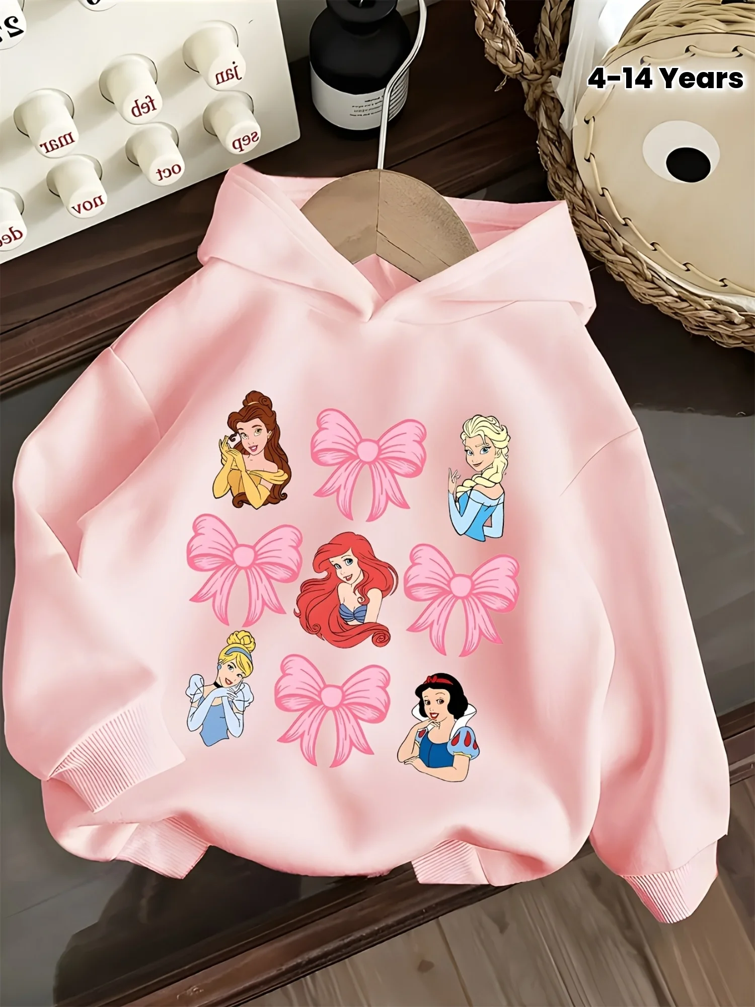 [معتمد] سترة كاجوال للفتيات من سلسلة أميرات ديزني، سترة خريف وشتاء بأكمام طويلة مع أميرة ديزني وفيونكة pr