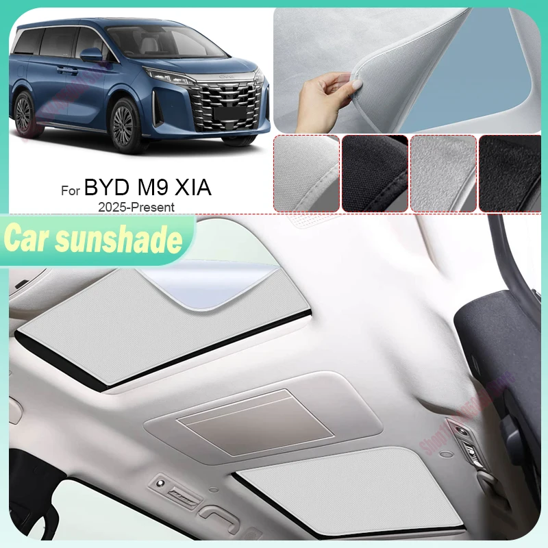 For BYD M9 2025-Present Car Suede Fabric Anti-UV Electrostatic Adsorption Sunroof Sunshade Auto Heat Insulation Skylight
