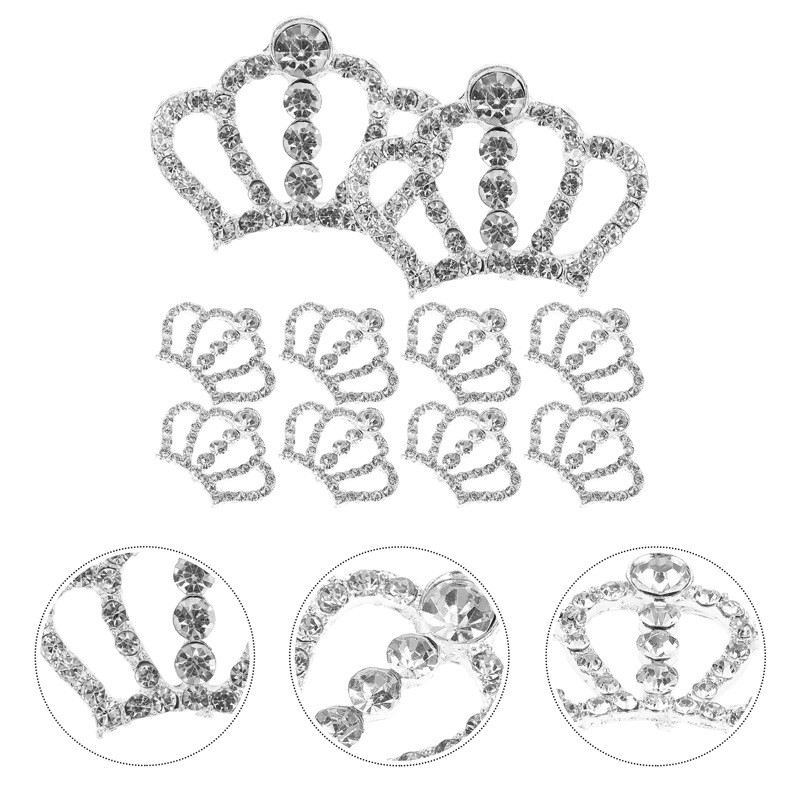 10pcs Crown Shape Rhinestone Embellishments for Crafts Cellphone Decoration (Silver) Rhinestone Decoration