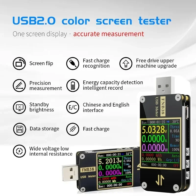 

QC4+ PD3.0 2.0 PPS Fast Charging Protocol Capacity Test Current And Voltage Meter USB Tester