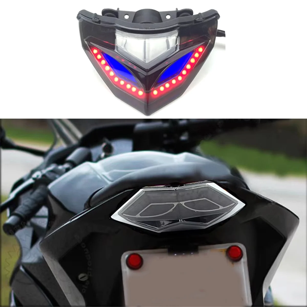 For Kawasaki Ninja 300 LED Rear Tail Light with Integrated Red Brake Light & Turn Signals Lights