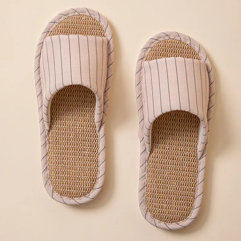 Hot 2026 New Season Women Linen Soft Breath Indoor Home Slippers Anti Slip Odor Proof Soft Bottom Comfort Couple Home Slippers