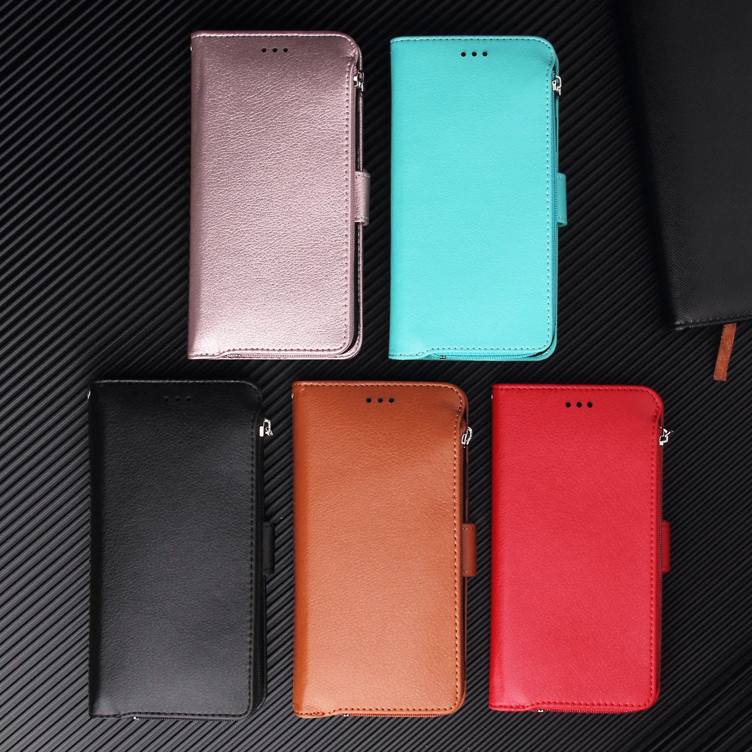 ซิปกระเป๋าสตางค์ที่ใส่บัตรเคสหนังพับสำหรับ Samsung Galaxy S23 S22 S20 S21 PLUS Note 20เคสโทรศัพท์พิเศษพร้อมสายคล้อง