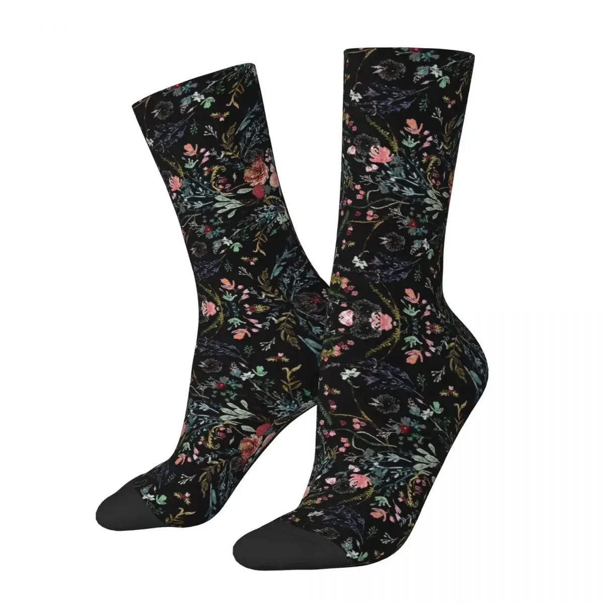 

Midnight Floral Socks Harajuku Sweat Absorbing Stockings All Season Long Socks Accessories for Unisex Birthday Present