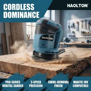 For Makita 18V Battery 5 Inch Cordless Orbital Sander, 3 Speed Adjustable, Rechargeable, Woodworking Polishing Grinding, Bare