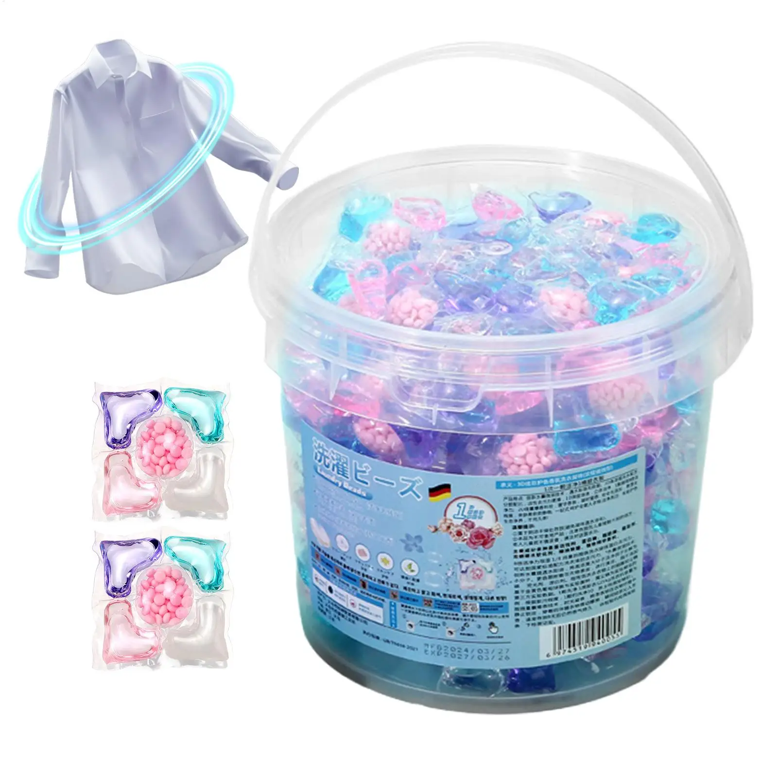 Perlas de Detergente para Ropa, Cápsulas Líquidas, Detergente Fuerte 5 en 1, Perlas de Fragancia para Lavadora Doméstica y de Dormitorio