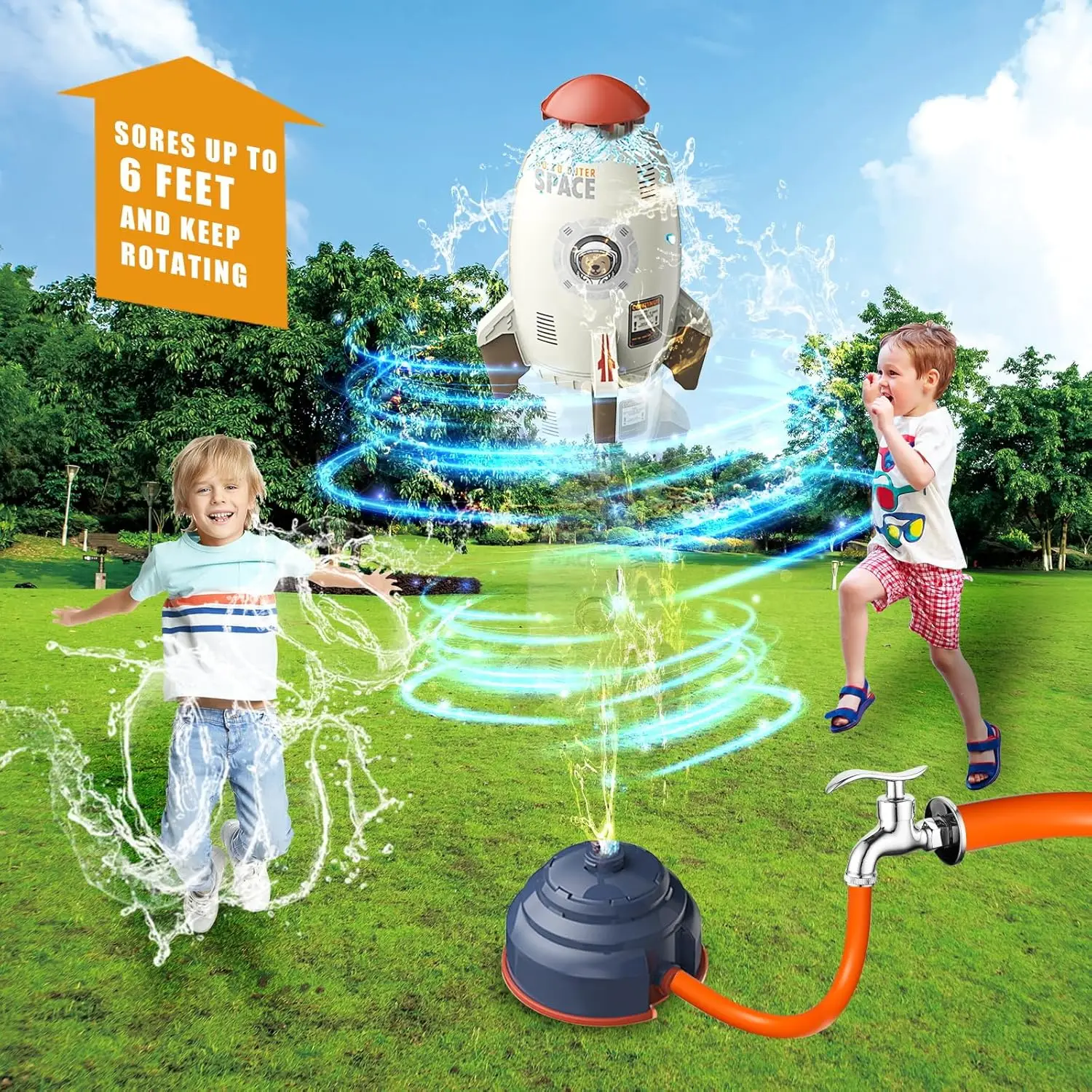 Water Raketwerper Sprinkler Voor Kinderen Buiten Spelen, Zomer Water Speelgoed Voor Achtertuin Tuin Gazon Zwembad, Buiten Cool St